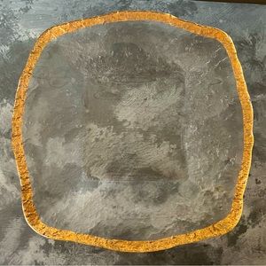 COPY - IVV Glacier Glass 13” Square Serving Platter 10K Gold Rim Italy NEW (oth…
